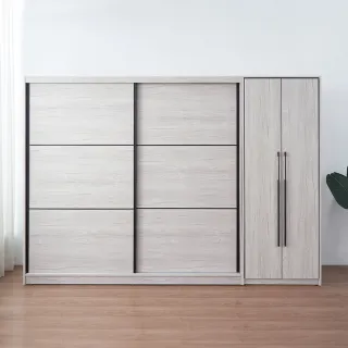 【時尚屋】[DU10]莉塔9.5尺推門雙吊衣櫃DU10-043+026(免運費 免組裝 衣櫃)