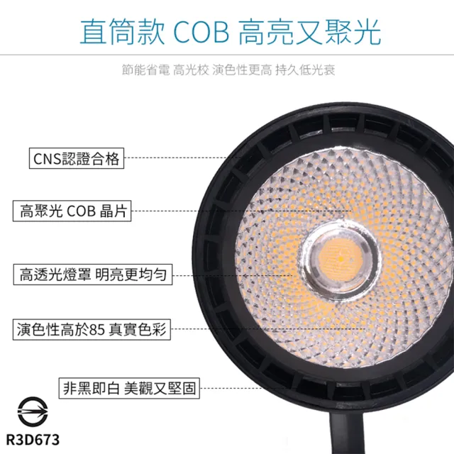 【JOYA LED】15W 三色溫 COB圓筒款 軌道燈 黑色外殼(三色溫一次擁有 電源開關切換顏色)