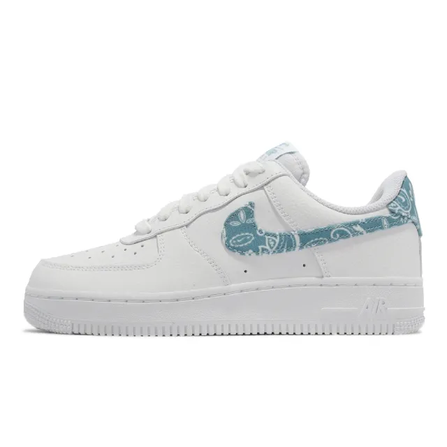 【NIKE 耐吉】休閒鞋 Wmns Air Force 1 07 ESS 女鞋 白 天藍 變形蟲 腰果花 AF1(DH4406-100)