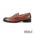 【HERLS】男鞋系列-全真皮經典雙縫線便仕樂福鞋(棕色)
