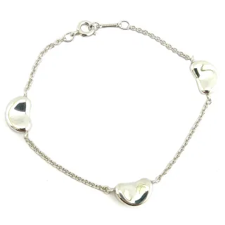 【Tiffany&Co. 蒂芙尼】925純銀-三顆相思豆墜飾女用手鍊(展示品)