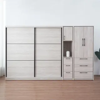 【時尚屋】[DU10]莉塔10.8尺推門三抽衣櫃DU10-043+048+025(免運費 免組裝 衣櫃)