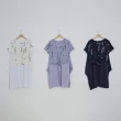 【MOSS CLUB】三角形異材質布料剪接不對稱-女短袖洋裝 不對稱 藍 白 紫(三色/魅力商品/版型適中)