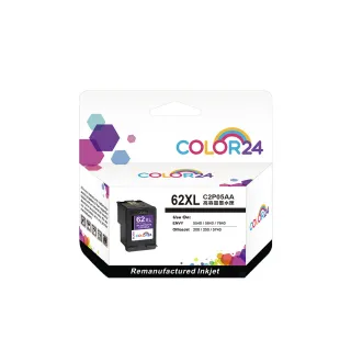 【Color24】for HP C2P05AA NO.62XL 黑色高容環保墨水匣(適用ENVY 5540 / 5640 / 7640)