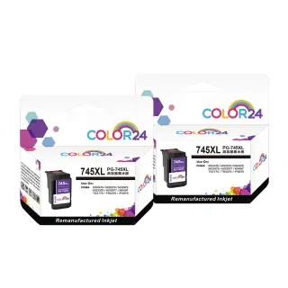 【Color24】for CANON 2黑 PG-745XL 黑色高容環保墨水匣(適用Canon PIXMA TR4570 / TR4670 / iP2870)