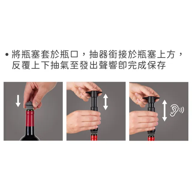 【VACU VIN】荷蘭 保冷冰桶+開酒注酒抽真空組 黑 / 開酒器 酒塞 保鮮瓶塞 鋁箔刀 冰酒桶