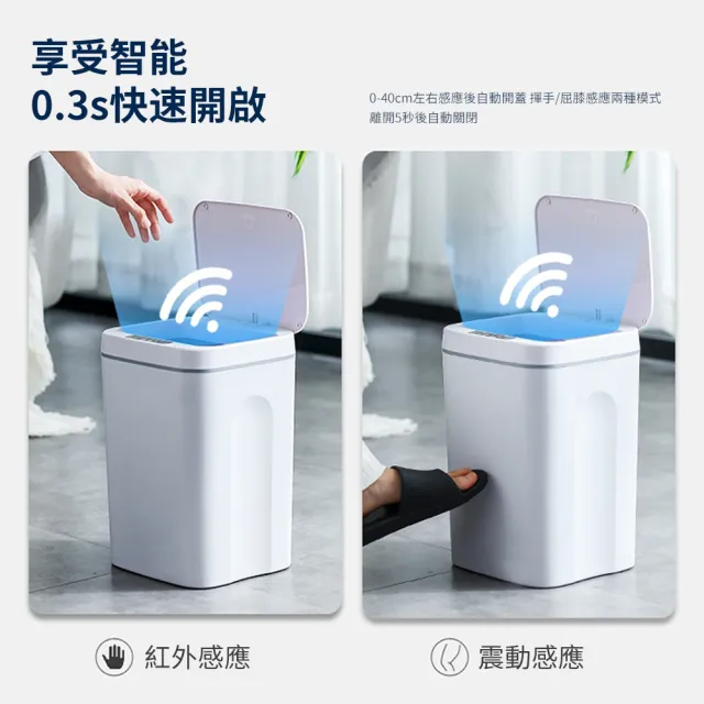 【Mass】12L智能感應垃圾桶 自動開蓋垃圾桶 紅外線感應 防潑水防臭 廚房浴室臥室適用