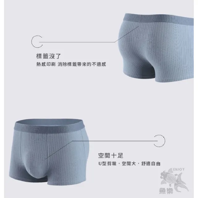 【魚樂】男純棉石在好穿直壓紋內褲-8122-六件組(L-3XL任選)