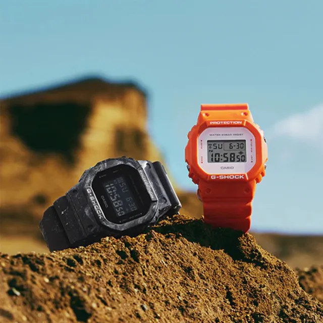 【CASIO 卡西歐】G-SHOCK 夕陽浪潮運動電子錶(DW-5600WS-4)