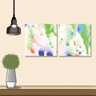 【24mama 掛畫】二聯式 油畫布 裝飾 抽象 華麗 無框畫 時鐘掛畫-40x40cm(藝術繪畫02)