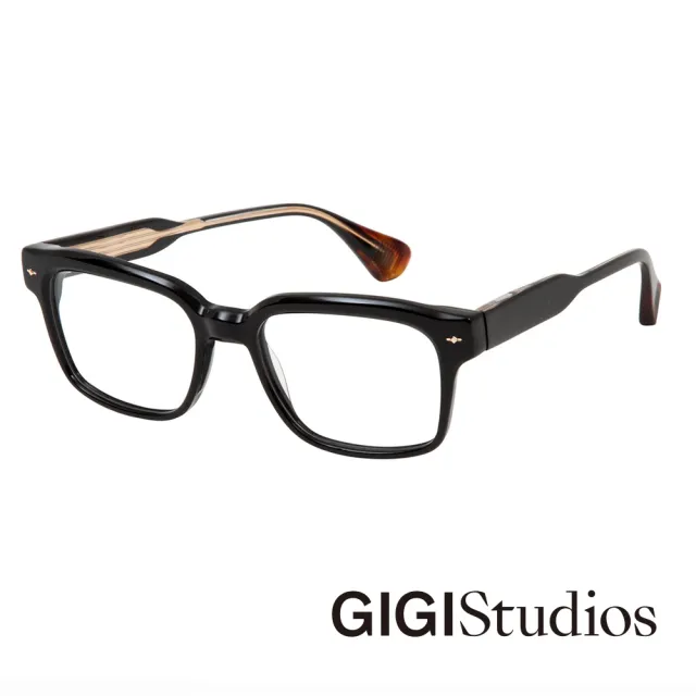 【GIGI Studios】率性金飾日常粗框光學眼鏡(黑 - MAGRITTE-6643/1)