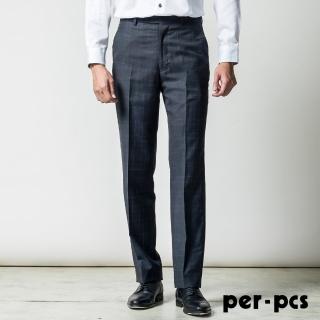 【per-pcs 派彼士】正式品味修身版平面西褲 深藍格(817108)