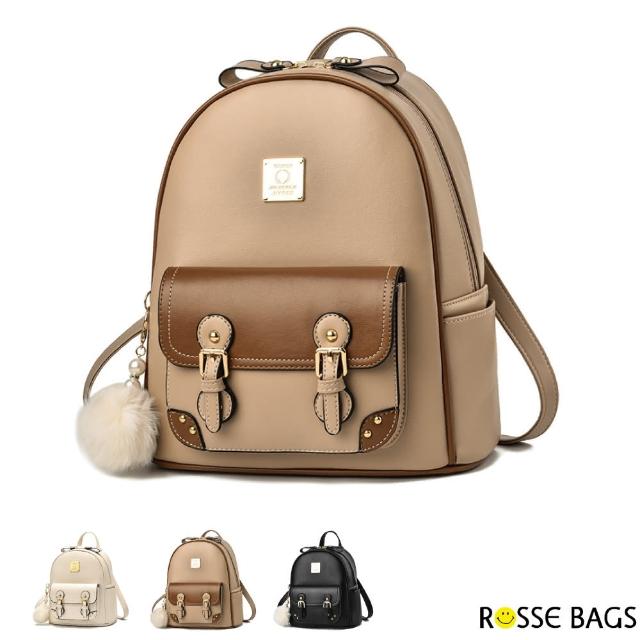 【Rosse Bags】日韓街頭潮流百搭雙肩背包(現+預  黑色／白色／棕色)