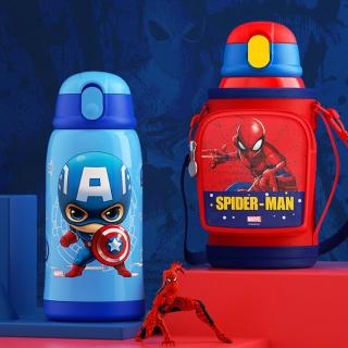 【Disney 迪士尼】316不鏽鋼吸管保溫水壺 含杯蓋附背套 600ml(蜘蛛人 美國隊長 白雪公主 米奇 米妮 平輸品)