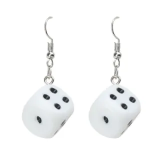 【Akiko Sakai】趣味一下白色骰子造型耳環(生日 送禮 禮物)