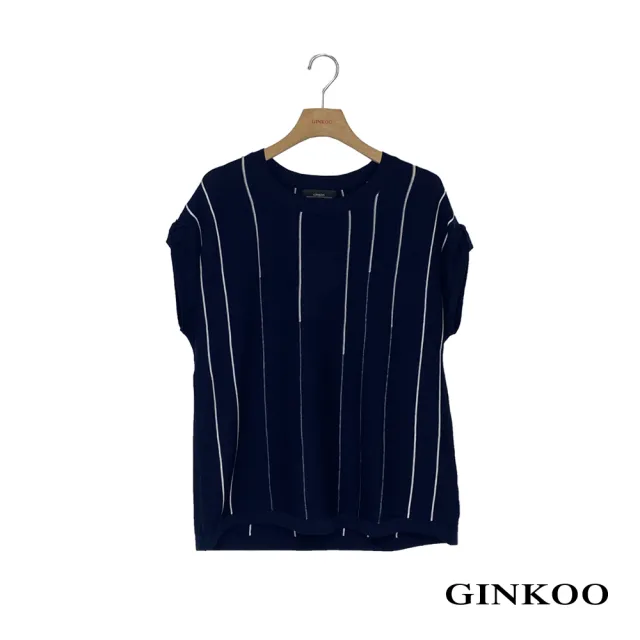 【GINKOO 俊克】線條法式袖針織上衣