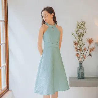 【OMUSES】削肩改良式綠色旗袍短洋裝17-6970(S-2L)