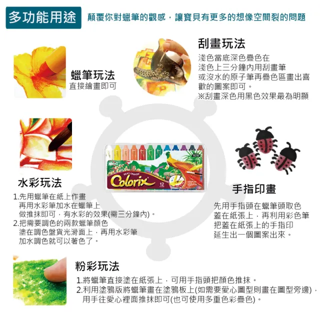【AMOS 阿摩司】韓國原裝 粗款 12色無毐可水洗蠟筆(旋轉蠟筆)