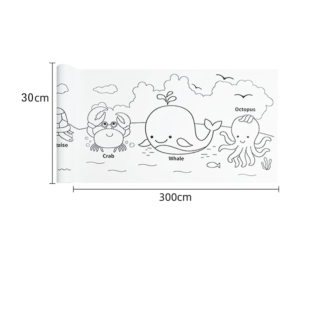 【TRAILOS 翠樂絲】YPLUS可貼式繪圖紙-15x300動物(重覆黏貼/圖案不重複/長300公分)