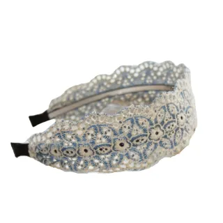 【Akiko Sakai】波西米亞風格牛仔布繡花造型髮箍(生日 送禮 禮物)