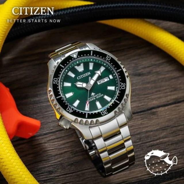 CITIZEN 星辰 PROMASTER 亞洲限定 鋼鐵河豚EX Plus 潛水機械錶-綠(NY0131-81X)