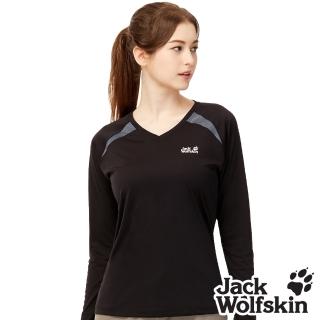 【Jack wolfskin 飛狼】女 抗菌圓領長袖排汗衣 T恤(黑色)