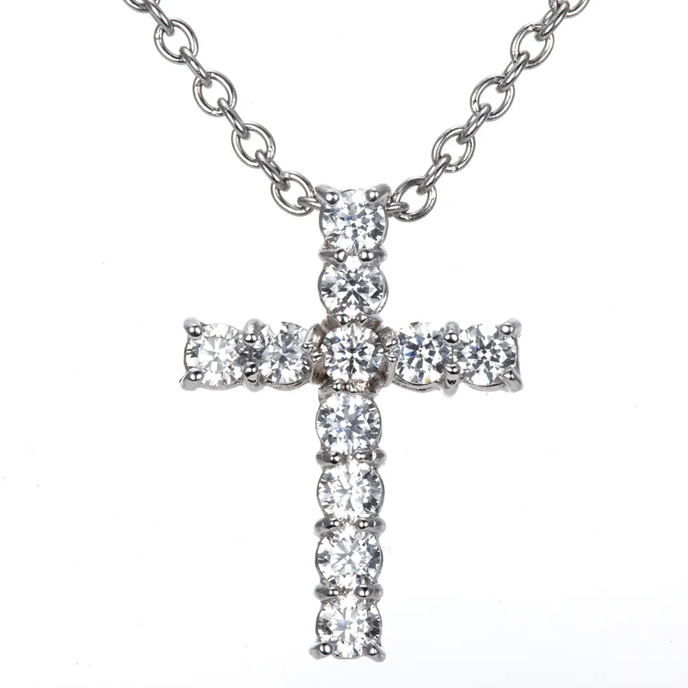 【DOLLY】0.50克拉 18K金輕珠寶十字架鑽石項鍊