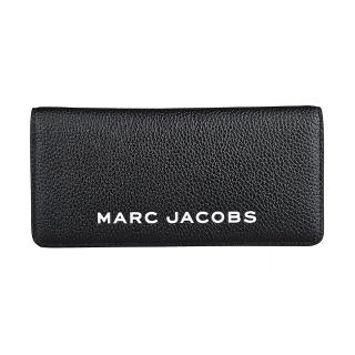 【MARC JACOBS 馬克賈伯】MARC JACOBS The Bold 浮雕白字LOGO牛皮壓釦式對開長夾(新黑)