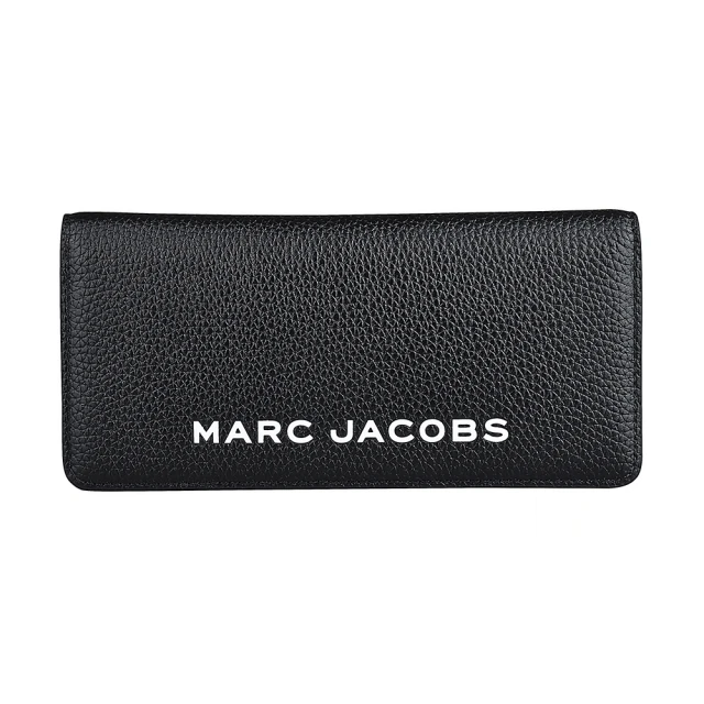 MARC JACOBS 馬克賈伯 MARC JACOBS The Bold 浮雕白字LOGO牛皮壓釦式對開長夾(新黑)