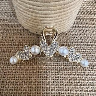 【bibi】韓國復古ins風珍珠愛心歐美流行小眾品質設計感飾品髮夾(ins風韓國歐美流行飾品爪夾)