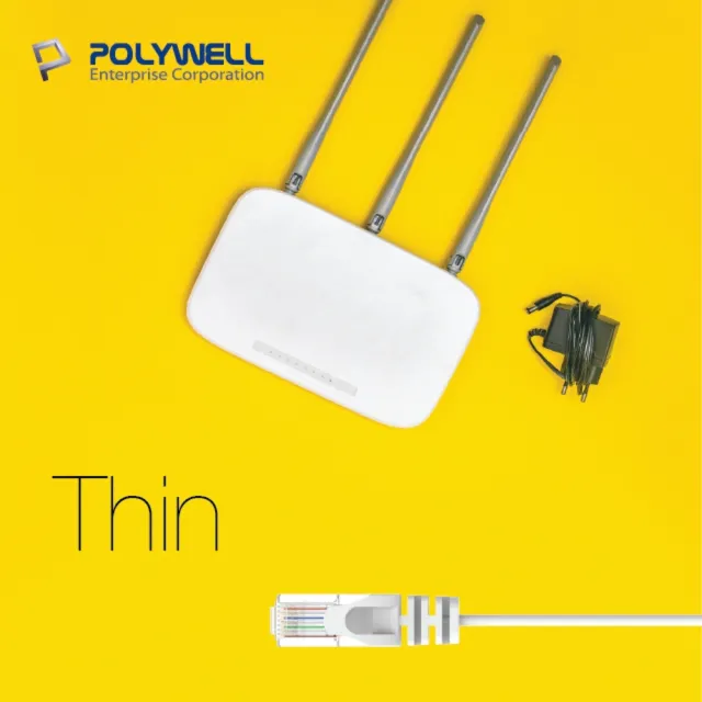 【POLYWELL】CAT6 極細高速網路線 1Gbps 10M(適合ADSL/MOD/Giga網路交換器/無線路由器)