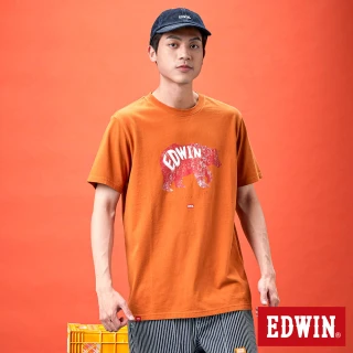 【EDWIN】男女裝 網路獨家↘熊熊出沒短袖T恤(黃褐色)