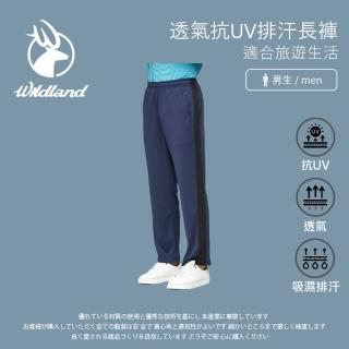 【Wildland 荒野】男透氣抗UV排汗長褲-深藍色-W1676-72(男裝/長褲/運動褲/直筒褲)