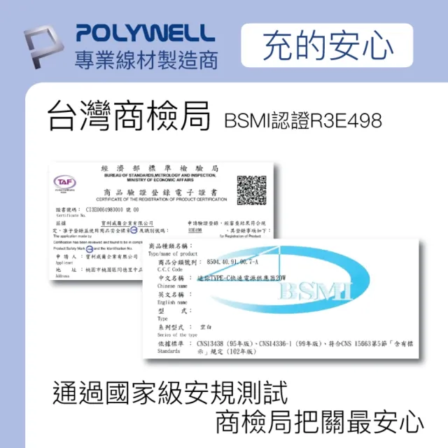 【POLYWELL】20W雙孔快充組 充電器+Lightning PD充電線 1M(適用於iPhone iPad快充設備)