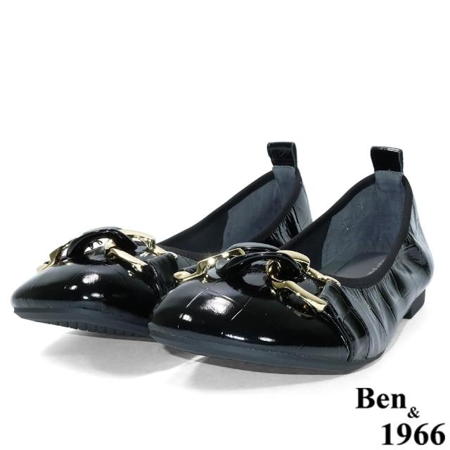 【Ben&1966】高級頭層牛皮流行方頭舒適包鞋-黑