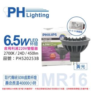 【Philips 飛利浦】2入 LED 6.5W 2700K 24度 不可調 MR16 杯燈 搭配220v變壓器 PH520253B