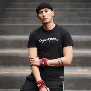 【LEXPORTS 勵動風潮】LEXPORTS - Ame自我靈魂 / 男款合身運動上衣 白/金標(運動 上衣 健身 重訓 舉重)