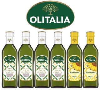 【Olitalia奧利塔】特級初榨橄欖油x4瓶+葵花油x2瓶(500mlx6瓶-禮盒組)