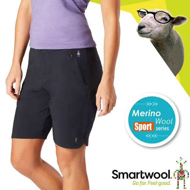【SmartWool】女 Merino Sport 8吋彈性短褲.休閒短褲(SW016608 黑色)