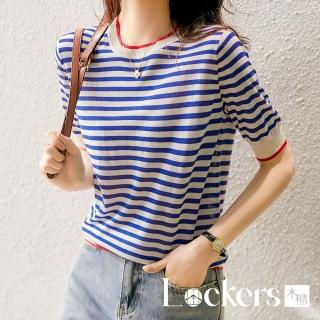 【Lockers 木櫃】夏季海軍風條紋上衣 L111051804(條紋上衣)