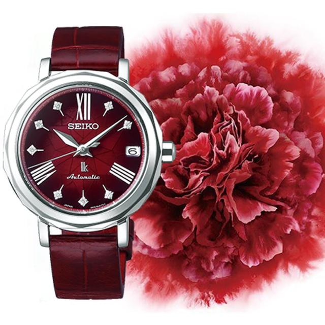 【SEIKO 精工】LUKIA 25周年紀念銀座美學機械女錶-紅x銀/34.8mm 雙12限定(SPB135J1/6R35-00N0R)