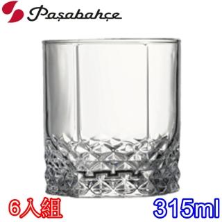 【Pasabahce】玻璃底六角鑽紋邊威士忌杯315cc(6入組)