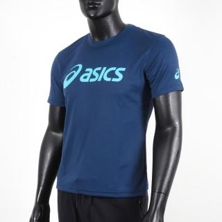 【asics 亞瑟士】Asics T-Shirts 男 短袖 T恤 運動 透氣 排汗 吸濕 快乾 台灣製 深藍(K31415-50)