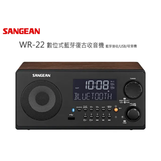 【SANGEAN】AM/FM-RDS/USB/藍牙數位式收音機(WR-22)