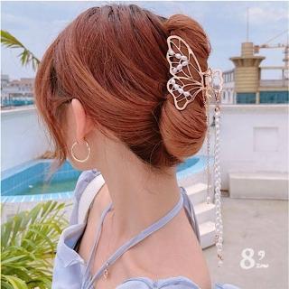 【89 zone】法式古典蝴蝶流蘇吊墜 合金夾 鯊魚夾 抓夾 髮夾 1 入(不挑款/混色隨機出貨)