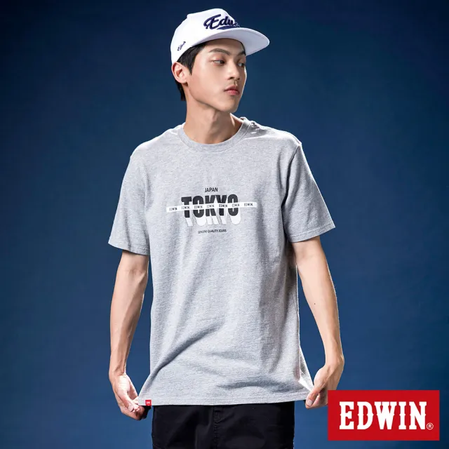 【EDWIN】男女裝 網路獨家↘3D-TOKYO堆疊短袖T恤(麻灰色)