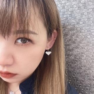 【bibi】母親節禮物 韓國復古ins風水鑽鋯石歐美流行小眾品質白k璀璨炫麗愛心設計感耳環(ins風韓國歐美流行