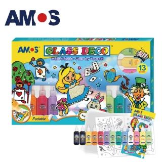 【AMOS 阿摩司】韓國原裝 13色22ML主題玻璃彩繪膠組