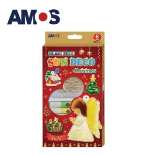 【AMOS 阿摩司】韓國原裝 6色聖誕節主題模型版DIY玻璃彩繪組