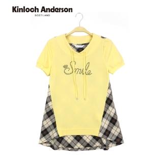 【Kinloch Anderson】燙鑽剪接格紋連帽上衣 金安德森女裝(黃)